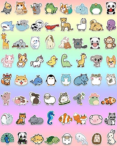 cobee Leuke dierenstickers, 100 stuks cartoon vinylstickers, leuke waterdichte stickers leraar beloningsstickers voor kinderen waterfles laptop klaslokaal muur