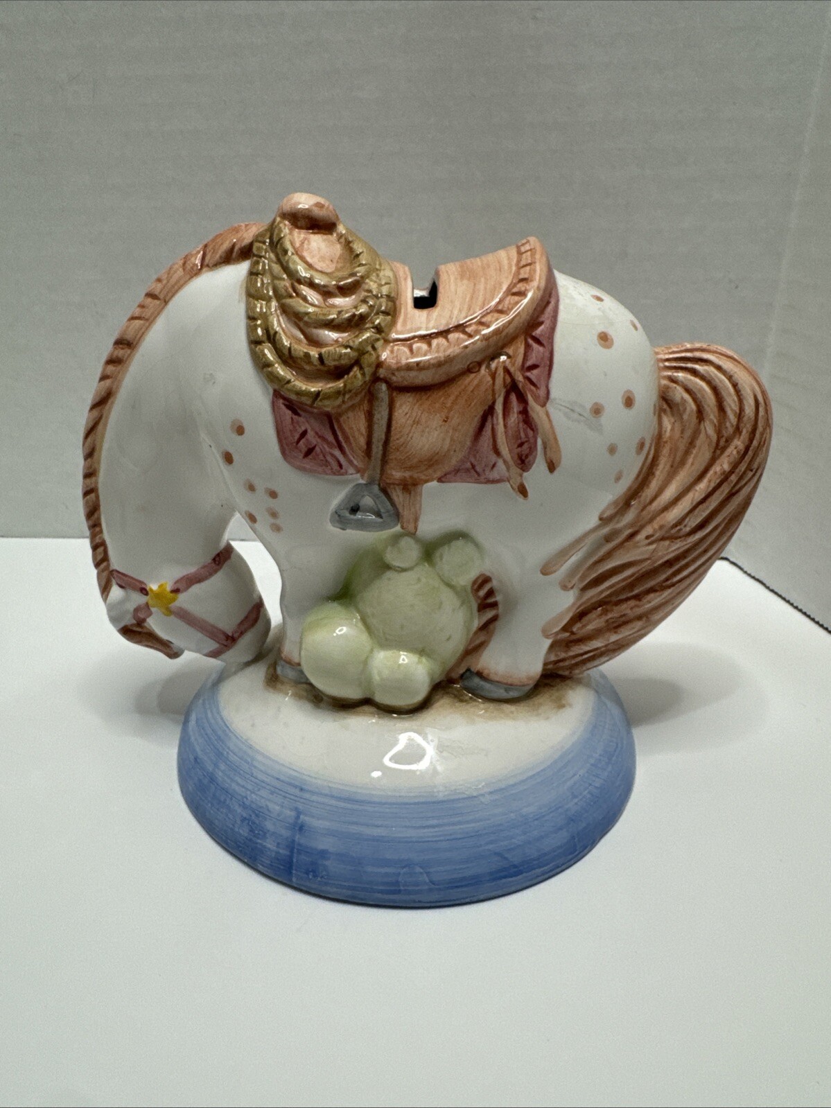 Vintage Charpente Horse Ceramic Coin Bank, Cowboy Theme
