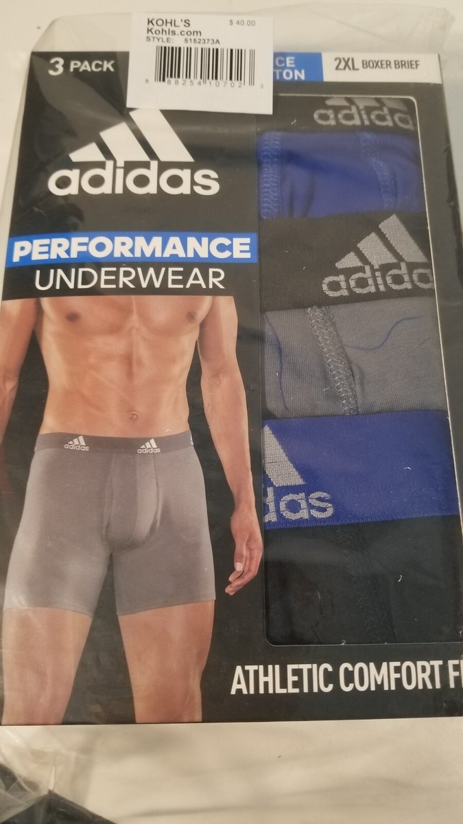 Adidas Pack Boxer Briefs Performance Quick Dry Blue Black Gray