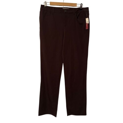 Talbots Signature Slimming Pants For Women 10 Dark Brown Cotton Blend Straight.