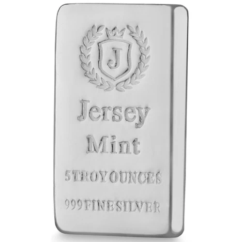 5 oz 0.999 Silver Bullion Casted Bar - Jersey Mint - Free Shipping - In Stock