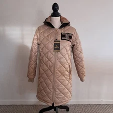 Freestyle Coat Women's Small S Cream Quilted Gem Applique Boutique Winter Glam