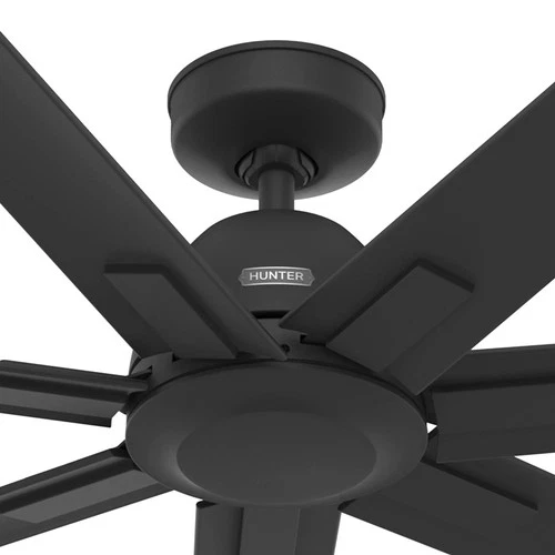 72" Hunter Downtown Matte Black Outdoor Ceiling Fan with Wall Control - Picture 4 of 7