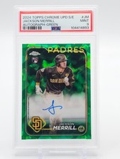 JACKSON MERRILL 2024 TOPPS CHROME UPD SAPPHIRE GREEN ROOKIE AUTO /99 PSA 9 Q1764