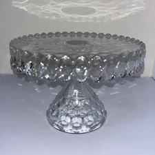 VTG Fostoria Cake Stand w Rum Well American Cubist 10” Round Pedestal  GORGEOUS