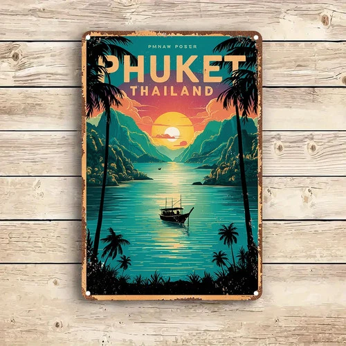 Room Phuket Thailand Vintage Style Aluminum Tin Metal Signs Home Décor 8x12, Ret