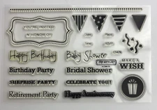 NEW CTMH Close To My Heart My Acrylix Stamp Set C1429 Party Pennants
