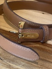 VTG Ralph Lauren Light Brown Gold Leather Classic Style Skinny Belt Sz Large RLL