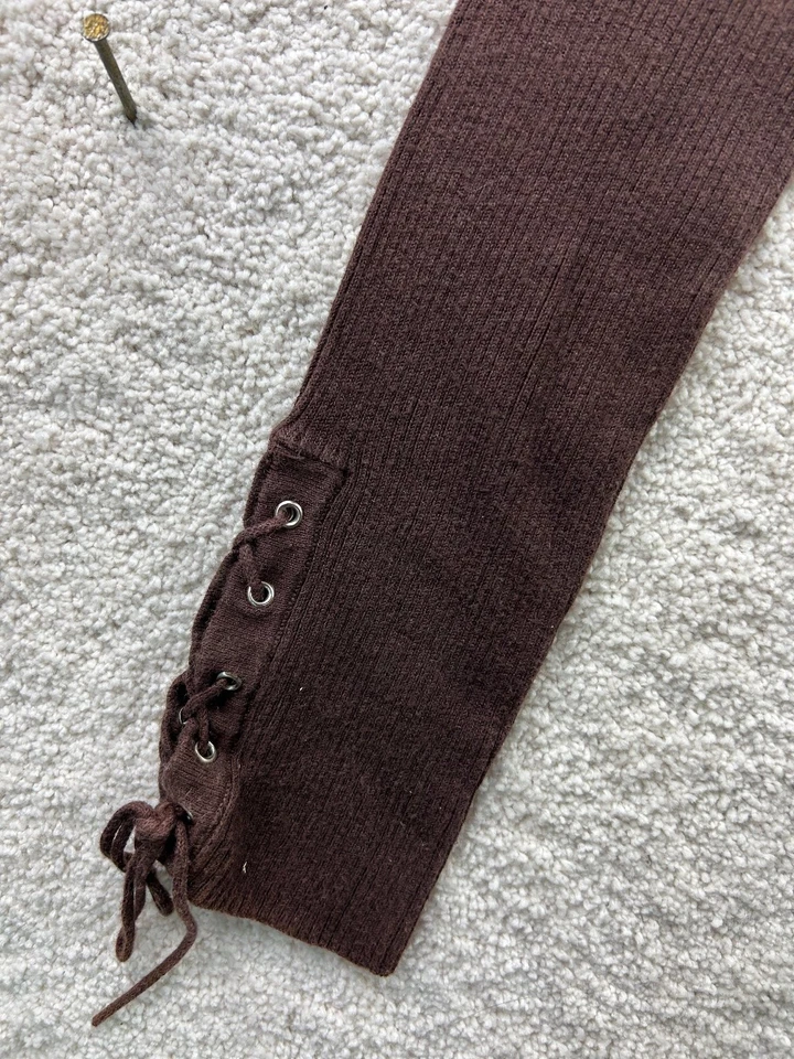 rue21 Women's Sweater Brown Medium Ribbed Turtleneck Lace-Up - Изображение 4 из 4