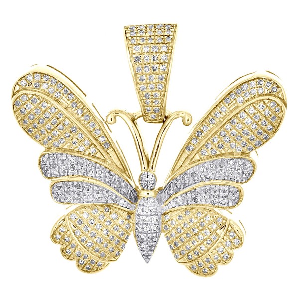 10K Gelbgold AnhäNger Schmetterling Diamant Fancy Statement Damen 0,54 Ct-image