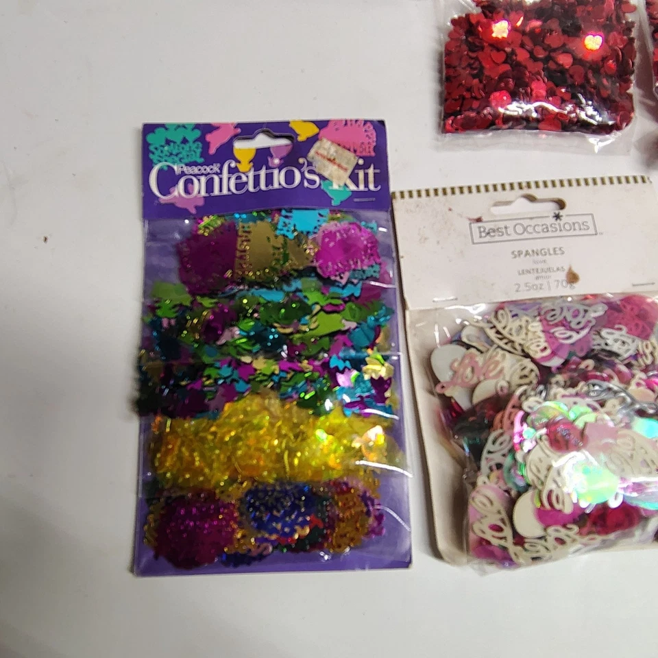 Trébol geométrico de Pascua 13 piezas de confeti corazones de pavo real labios de amor felicitaciones Foto 3 de 4