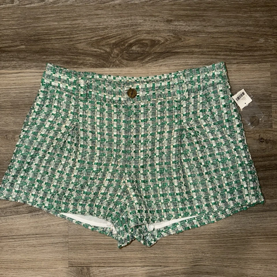 Nuevo con etiquetas Pantalones Cortos Maeve by Anthropologie Tweed Verde A Cuadros Talla Para Mujer EE. UU. 6 Foto 2 de 4