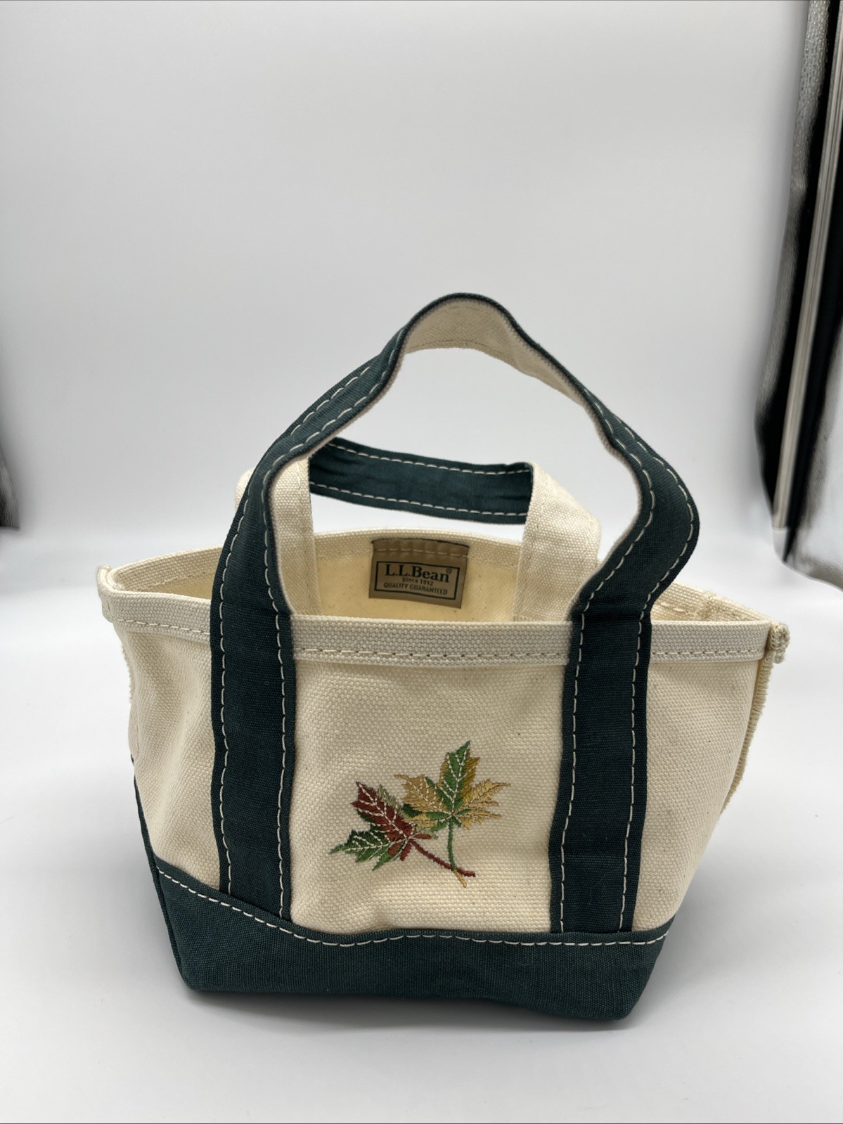 LL Bean Mini Boat and Tote Canvas Bag Autumn Leaf Rare Maine New England