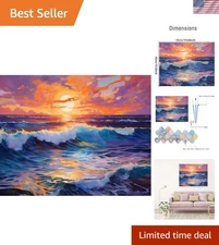 Paint by Numbers Kits for Adults Landscape, DIY Beach Kits Crafts for Beginner
