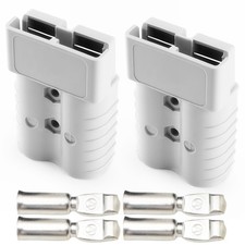 2x Battery Quick Connect Disconnect Jumper Connector Cable Plug 175a Gray