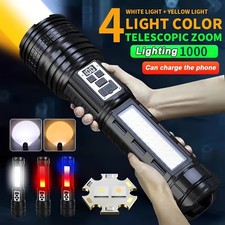 Powerful White Laser LED Flashlight Zoomable Rechargeable Outdoor Torch