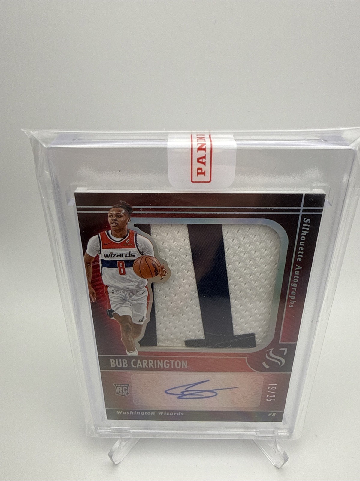 2024 Panini Silhouette NBA Bub Carrington “RC PATCH AUTO” #/25 Raw Mint Sealed view 3