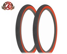 2 ALTA BICYCLE CRUISER S-2 TIRES 26 x 2.125 BLACK/RED CLASSIC MINI BRICK TREAD.