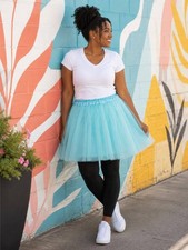 Women's Aqua Blue Tutu Skirt   3-Layer Tulle Ballet Skirt for Halloween Costume,