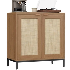 Buffet Cabinet with Rattan Decorated Doors, Buffet Table with Storage, Sidebo...