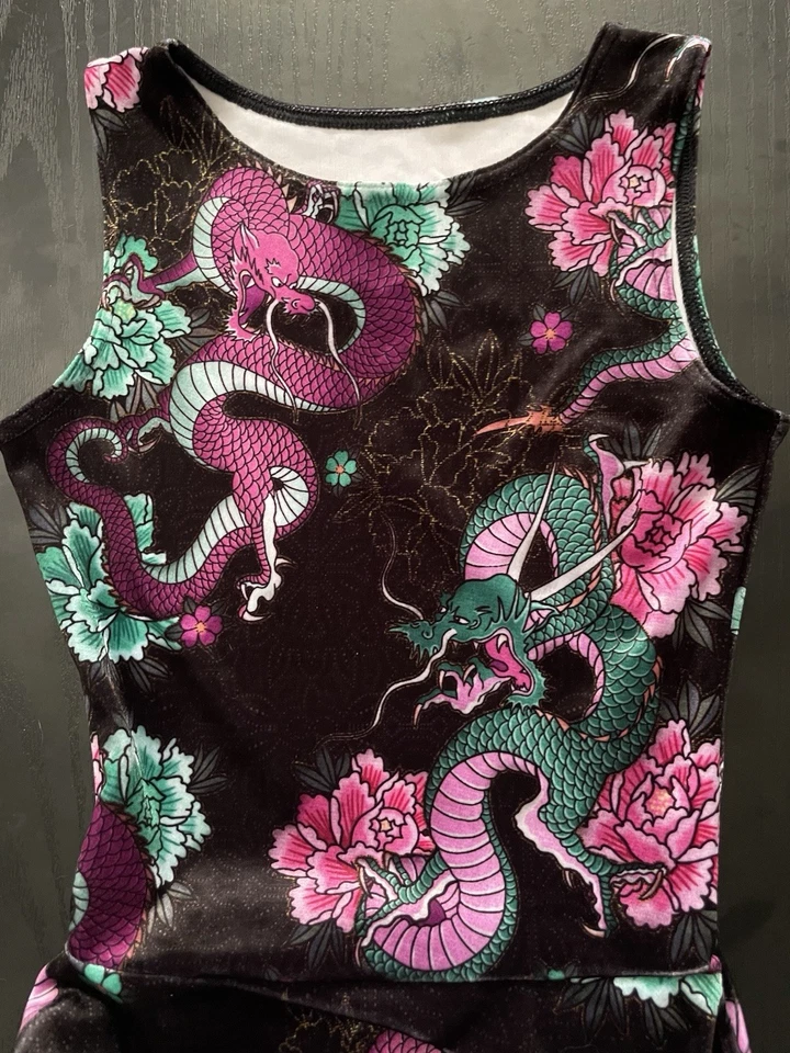 Vestido midi BLACKMILK aposentado/raro buquê de dragão princesa de veludo com bolsos - Imagem 2 de 4