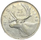 1949 Canada Silver Quarter 25 Cents George VI 80% Silver Circulated