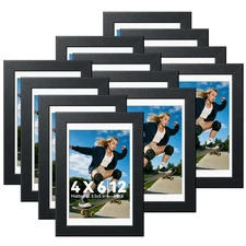 4x6 Picture Frames Set of 12, Tabletop or Wall Display Pictures 3.5x5 with Ma...