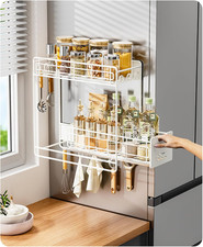 Magnetisches Gew&uuml;rzregal F&uuml;r K&uuml;hlschrank Mit Verschiebbaren Schienenregalen Wei&szlig;