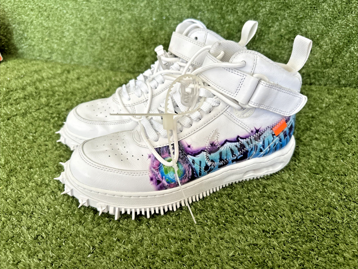 🔥🎨👑 NIKE AIR FORCE 1 MID x OFF‑WHITE “GRAFFITI WHITE” — SIZE