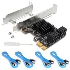 SATA Card, 6Gbps 4 Port Controller 4-Port PCIe Card SA3014 , Black