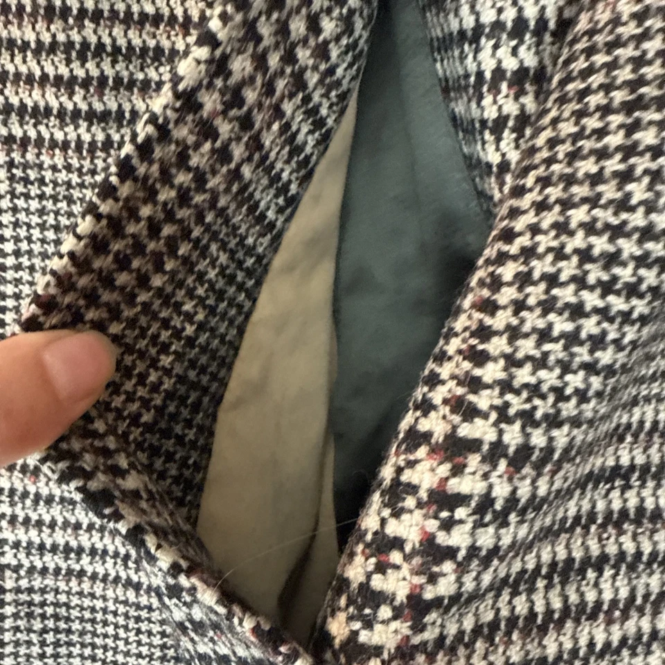 Vtg handtailored bespoke classic Italian Plaid Coat overcoat 48 R Union L@@k - Image 4 of 4