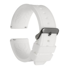 Silicone Watch Bands 24mm Soft Watch Bands with Black Buckle, White