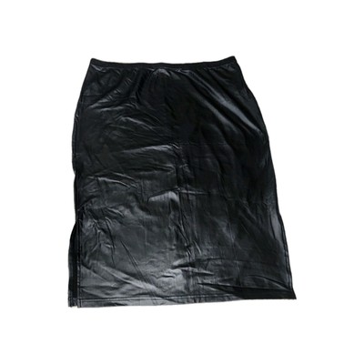 Shein Shiny Pencil Skirt 3XL Black Side Slit Pull On Goth Grunge