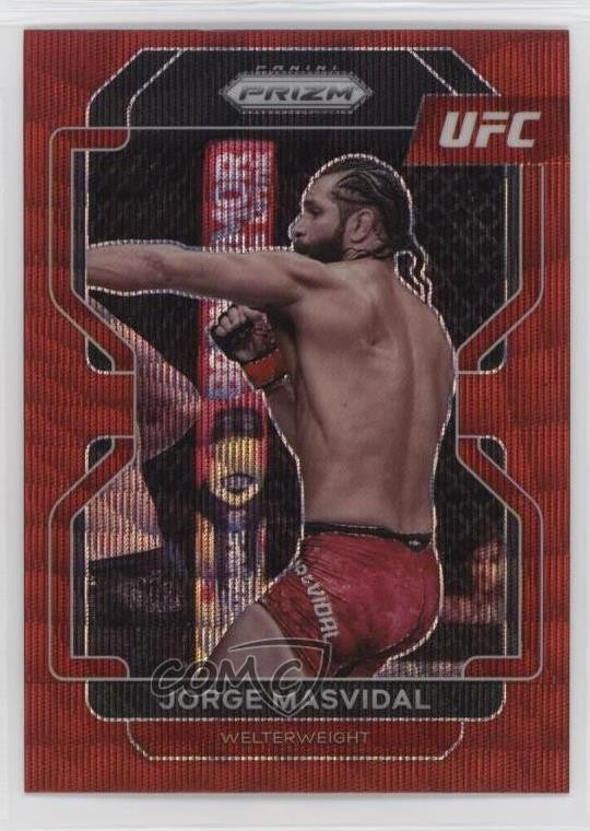 2022 Panini Prizm UFC Ruby Wave Prizm Jorge Masvidal #116 0nr3
