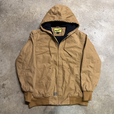 #ad Brazos Jacket Canvas Barn Mens Large Hooded Chore Coat Brown Workwear Tan Brown $53.95