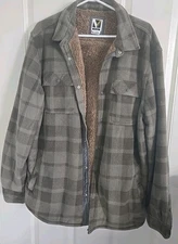Voyager Remote Fleece Jacket Mens XL Green Plaid Sherpa Lined Snap Front