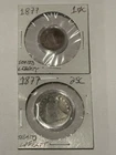 LOT OF (2) 1877-P Seated Liberty Quarter & Dime/Complete Your Typeset