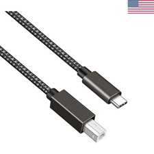 6FT Nylon Braided USB B to USB C Printer/MIDI Cable for Reliable Connections
