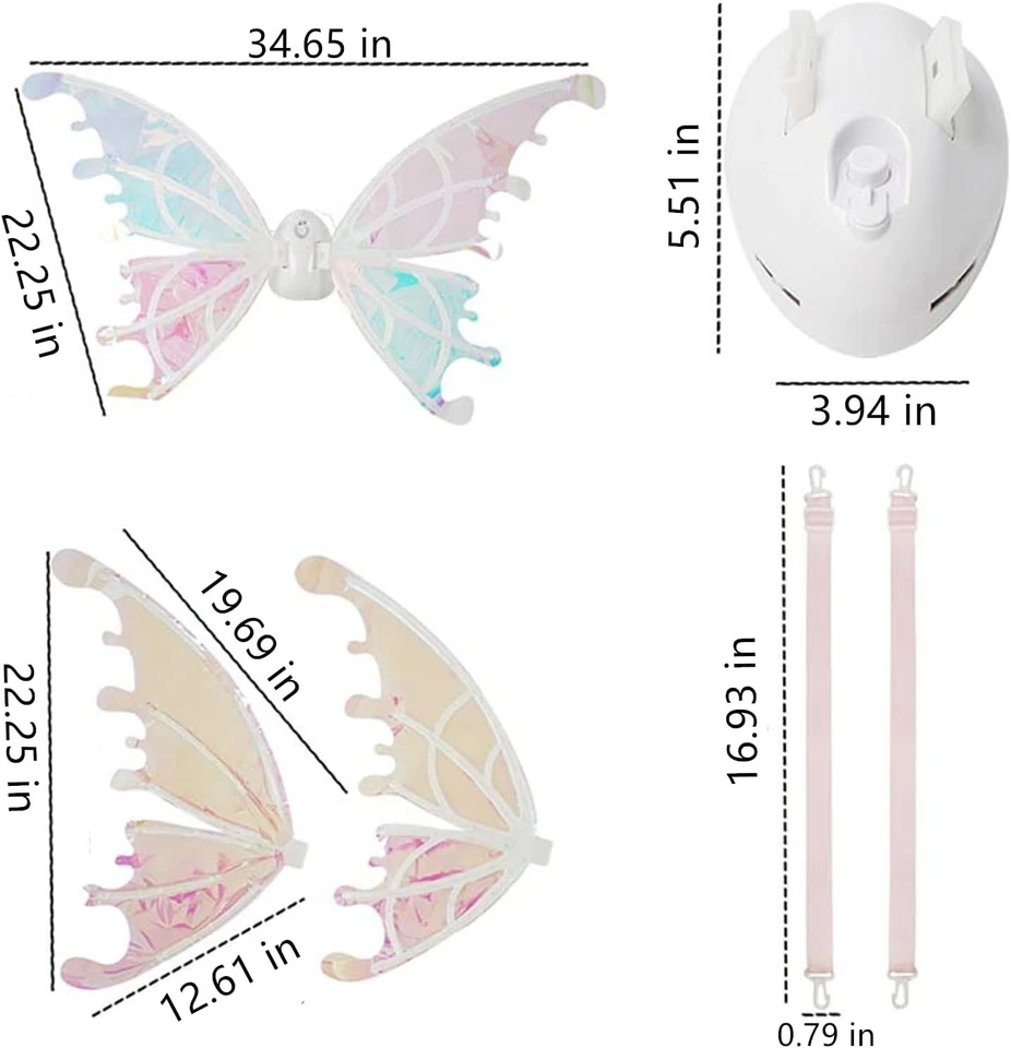 Alas brillantes de hadas para niñas, alas brillantes con luces LED, mantequilla eléctrica... Foto 4 de 4