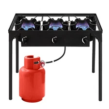 Professional Outdoor 225000 BTU Stove Propane 3 Burner Portable Cooker BBQ Grill
