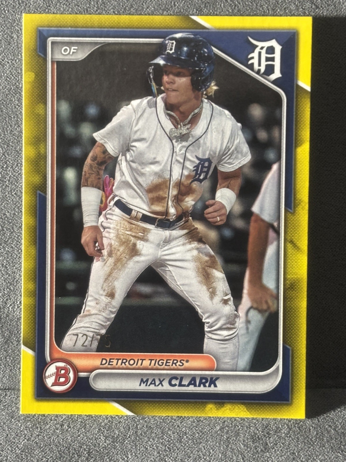 2024 Bowman Chrome Prospects Max Clark /75 Yellow Mojo BCP-74