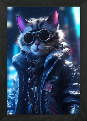 The Mercenary Cyber Cat Gerahmtes Wandbild Poster Leinwanddruck Bild