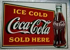 Vintage Coca-Cola Metal Tin Sign Soda Pop Ice Cold Sold Here 1989 17.5x12”