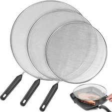 3Pcs Grease Splatter Screen for Frying Pan,Stainless Splatter Guard Mesh Cooking