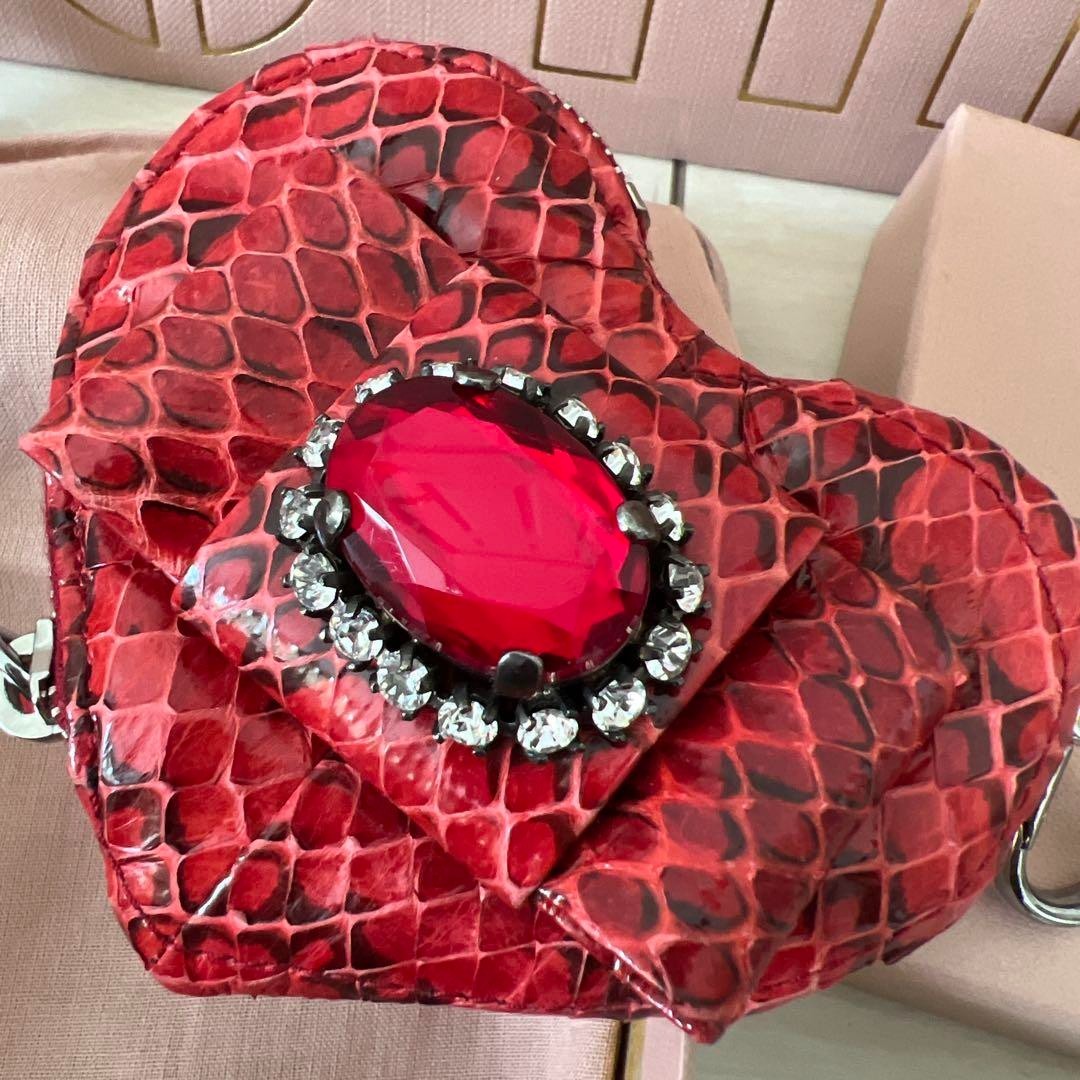 MIU MIU Red Heart bow Bijou Coin Case Bag Charm Very Rare