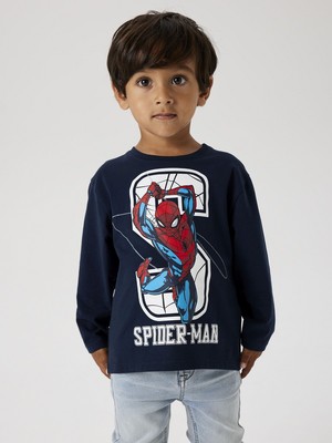 NAME IT Jungen Langarmshirt NMMNitin Spiderman dunkelblau Größe 104 bis 122/128