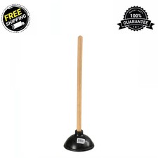 Kendik Rubber Toilet Plunger with Wood Handle. Clears Toilets, Sinks, Drains.