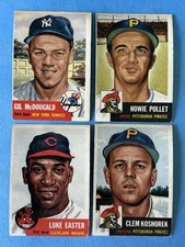 1953 Topps Baseball Lot Of 4, Yankee, Gil McDougald, Howie Pollet, Vg-Vgex
