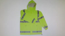 CONDOR 5KE90 *GRAINGER CHOICE* UNISEX HI-VIS RAIN JACKET WITH HOOD  SIZE: MEDIUM