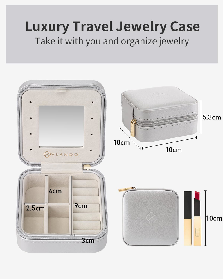 Vlando Travel Jewellery Box Organiser,Small Jewellery Case, Gifts for